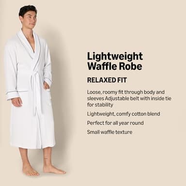 Amazon Essentials Men's Lightweight Waffle Bathrobe (Available in Big & Tall), Dusty Blue, XX-Large - Image 2