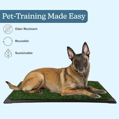 Dog Grass Pad with Tray - 35.5x23.5in Reusable Pee Pads for Dogs - 4-Layer Indoor/Outdoor Artificial Grass Pee Pad - Dog Housebreaking Supplies for Puppy Training by PETMAKER - Image 3