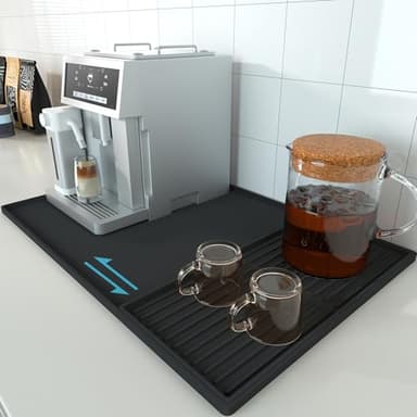 Golener Silicone Coffee Mat Set - 24" x 16" Coffee Bar Mat for Countertop, Kitchen Station Pad Accessories Fit Under Coffee Maker or Machine, Dish Drying Mat, Heat Resistant Kitchen Gadget, Black - Image 8