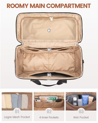 LOVEVOOK Extra Large Travel Duffle Bag, Weekender Bags For Women, Carry On Personal Item Travel Bag For Airplanes, Overnight Bag Hospital Bag for Labor and Delivery, Gym Duffel Bag, 3Pcs - Image 2