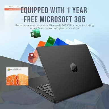 HP Stream 14" HD BrightView Laptop, Intel Celeron N4120, 16GB RAM, 416GB Storage (128GB eMMC + 288GB Docking Station Set), Intel UHD Graphics, 720p Camera, Wi-Fi, 1 Year Office 365, Win 11 S, Black - Image 5