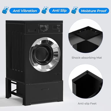 MATALDE 29" Washer Dryer Pedestal with Drawer - 2 Pack Laundry Pedestals for Washer and Dryer Stand, Steel Washing Machine Stand Raiser, 14.3'' Height Black - Image 6