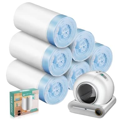 80 Count Waste Bags for Self-Cleaning Cat Litter Box, Replacement Extra Large Cat Litter Box Liners, 4 Rolls Drawstring Trash Bags for Robot, 20 x 18 Inches（4 Packs/80 Counts） - Image 1