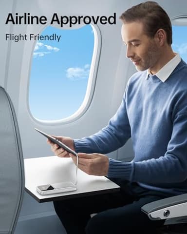 Portable Charger with Built in Cable - Power Bank Fast Charging USB C LED Display 10000mah Battery Pack 5 Outputs & 3 Inputs for Travel Essentials iPhone Samsung Android Phones Tablets White - Image 7