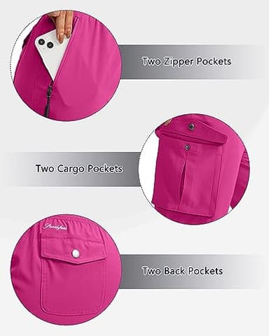 Soothfeel Women's Cargo Capris Pants with 6 Pockets Lightweight Quick Dry Travel Hiking Summer Pants for Women Casual (Rose, 3XL) - Image 4
