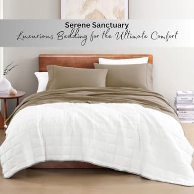 LANE LINEN 100% Organic Cotton RV Queen Sheet Sets, 4Pc Cotton Bed Sheets Short Queen Size, Percale Weave, Luxury Hotel Sheets RV Queen Size, Breathable RV Queen Sheets Deep Pocket Upto 15" - Taupe - Image 8