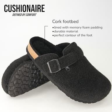 CUSHIONAIRE Hana Womens Clogs | Comfortable Vegan Suede Clogs for Women | Slip On Potato Shoes with Cork Footbed & Arch Support| BLACK 8 - Image 7