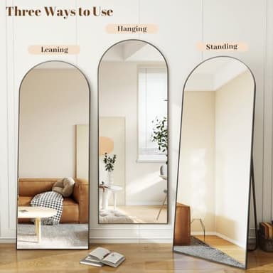 Koonmi 34"x76" Arched Full Length Mirror, Black Large Floor Mirror with Aluminum Alloy Frame Standing Hanging or Leaning Wall-Mounted Mirror, Vanity Mirror for Living Room and Bedroom - Image 6