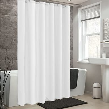 ALYVIA SPRING Long Fabric Shower Curtain Liner Waterproof - 72" x 76", Soft & Lightweight Long Shower Curtain with Magnets, Machine Washable - 72x76, White - Image 6