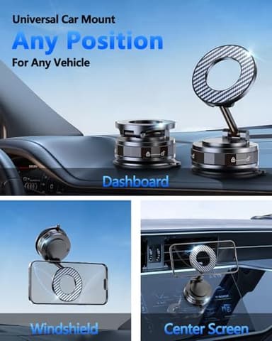 Vacuum Magnetic Car Phone Holder for Mag-Safe [89+LBS Suction & 3200gf Magnetic] 360° Adjustable Ultra Suction Cup Phone Holders for Your Car, Car Mount for iPhone 17 Pro Max 16 15 14 13 12 Air Plus - Image 2