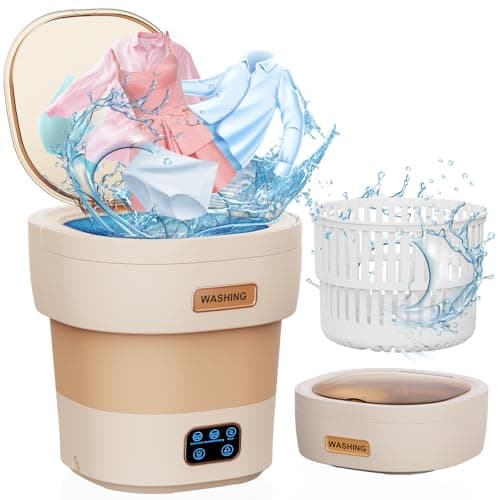 Portable Washing Machine, 12L Mini Washer&Foldable Washer with Spin Dryer Basket, 3 Cleaning Modes for Small Clothes,Travel Laundry for Apartments, Dorms RVs & Camping (Khaki)