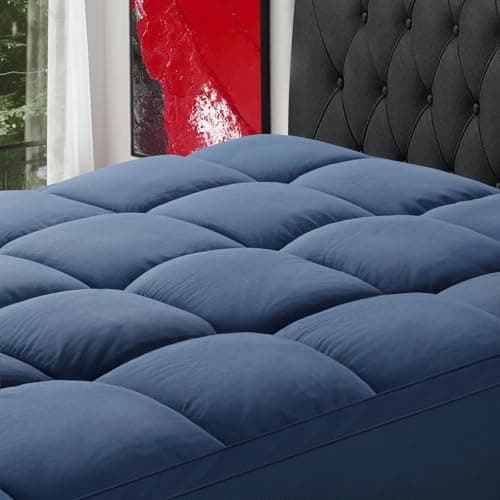 SOPAT Mattress Topper King Size Extra Thick Mattress Pad 8-21" Deep Pocket Soft Down Alternative Fill Mattress Protector Pillow Top Mattress Cover (78x80 Inches, Navy Blue) - Image 1
