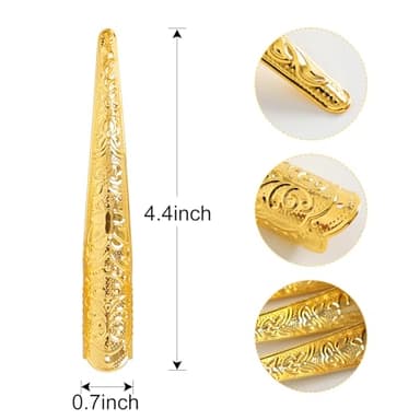 10PCS Long Finger Claws Fake Nail Rings Adjustable Women Halloween Costume Accessories Vampire Cosplay Gold - Image 2
