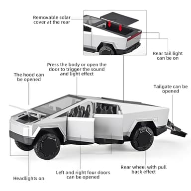 OANMYJJO 1/32 Truck for Boys Mars Pickup Toy Truck,Toy Trucks for Boys Age 4-7,Metal Diecast Trucks Model,Pull Back Truck Toys with Light and Sound,Trucks for Kids Ages 4-8(Silver) - Image 3