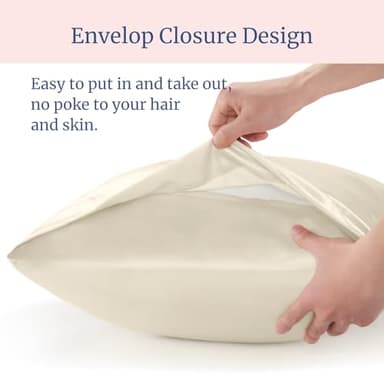 BEDELITE Satin Pillowcase for Hair and Skin, Super Soft Similar to Silk Pillow Cases 4 Pack with Envelope Closure, Cooling Pillowcases for Women Men (20"x40" King Size, Beige) - Image 6