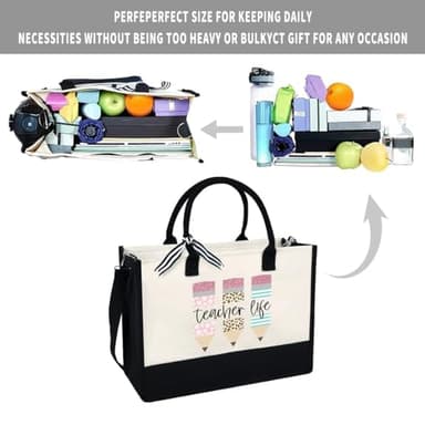 LIYACHAO Teacher Appreciation Gifts,Teachers Day Gift,Teachers Birthday Gift,Christmas Gifts for Teahcer,End of Year Tote Bag Teacher,Tote Bag for Women - Image 7
