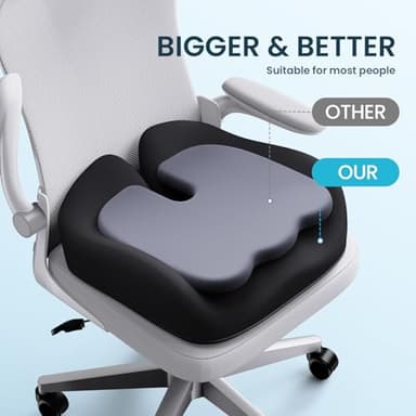 Benazcap Seat Cushion, Memory Foam Cushions for Office Chair - Ergonomic Chair Cushions for Tailbone Pain Relief, Sciatica & Back Support, Office Chair Cushion & Car Seat Cushion - Image 4