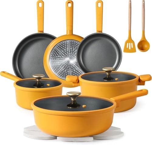 CAROTE Non Stick Pots and Pans Set, Cookware Sets Nonstick, Kitchen Cooking Set with Stay-Cool Handles,with Silicone Tools and Pot Protectors