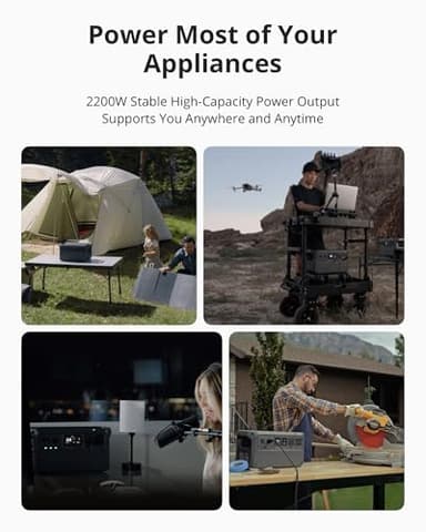 DJI Power 1000 Portable Power Station, 1024Wh LiFePO4 Battery, 2200W (Peak 2600W) AC/140W USB-C Output, 23db Ultra-Silent, Solar Generator For Home Backup, Camping(Solar Panel Optional) - Image 3