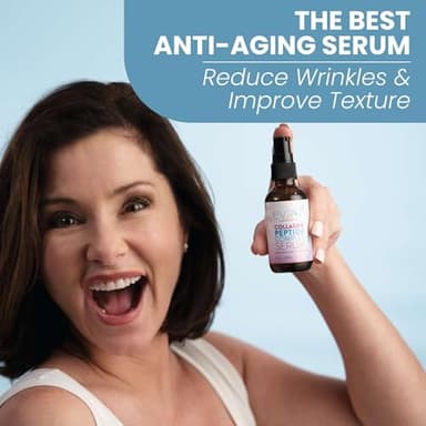 Collagen Peptide Serum for Face – Anti Aging Facial Treatment with Peptides & Hyaluronic Acid – Gentle Formula for Sensitive Skin, Microneedling Pen, Derma Roller, Skin Firming & Hydrating (2 Oz) - Image 4