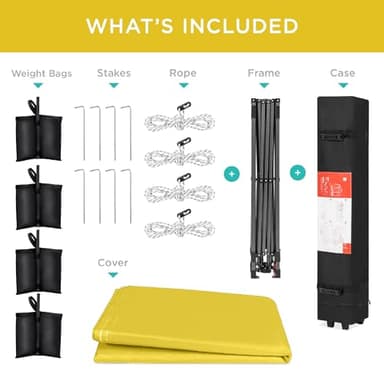 Best Choice Products 10x10ft 1-Person Setup Pop Up Canopy Tent Instant Portable Shelter w/ 1-Button Push, Case, 4 Weight Bags - Yellow - Image 8