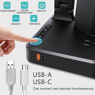 Desk Lamp,Desk Lamps for Home Office,COZOO LED Desk Lamp with 2 USB Charging Ports,2 Pen Holders,1 Outlet,3 Color 3 Brightness Levels,Touch/Memory/Timer,LED Desk Light Small Desk Lamp Kids Study Lamp - Image 3