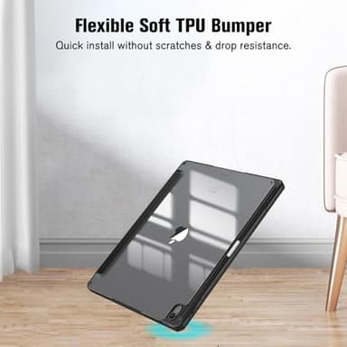 Fintie Hybrid Slim Case for iPad Air 13-inch (M3) 2025, (M2) 2024 - [Built-in Pencil Holder] Shockproof Cover with Clear Transparent Back Shell, Black - Image 8