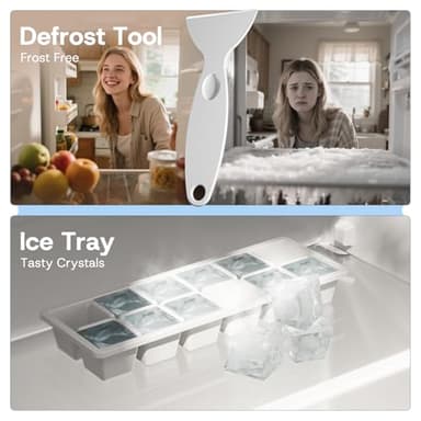 Upstreman 3.0 Cu.ft Small Mini Freezer Upright Freezer with Reversible Door, Fast Cooling, 5 Adjustable Thermostat, Stand Up Freezers with Ice Trays Defrosting Tools for Home, Dorm (Silver) - Image 6