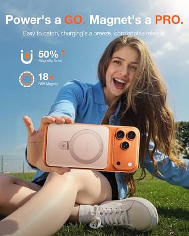 TORRAS EasyGo 0.45" Slim Magnetic Portable Charger Power Bank for iPhone, 5000mAh 22.5W Fast Charging Wireless Battery Pack Compatible with Magsafe, iPhone Air,Pro,Pro Max,17,16,15,14,13,12, Rose Gold - Image 8