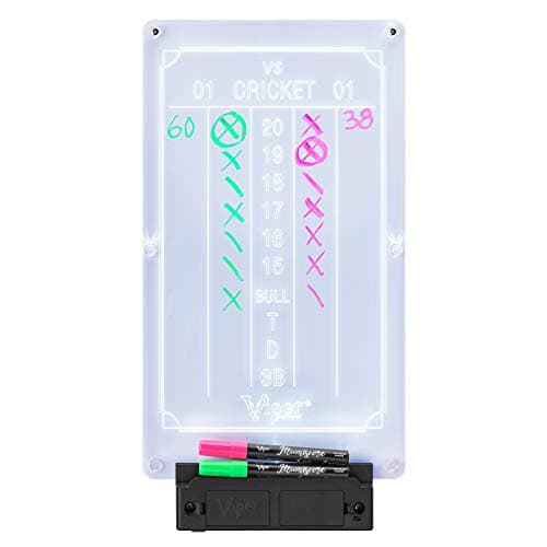 Viper Illumiscore Plus+ See-Through Illuminated Back-Lit Dry Erase Dart Scoreboard, Large (19.50" L x 10.00" W), Black - Image 1