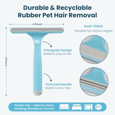 Analan 3-in-1 Pet Hair Remover & Grooming Set for Dogs & Cats – Self-Cleaning Brush for Shedding, Cat Brush, Metal Fur Remover for Couch Carpet & Car, and Rubber Tool for Clothes & Bedding - Image 6