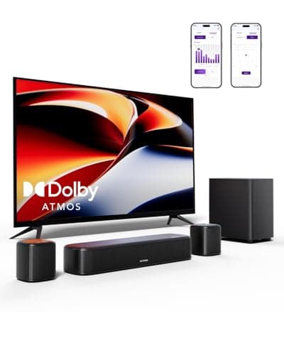 ULTIMEA 5.1ch Sound Bar with Dolby Atmos, Surround Sound System for TV, App Control, Home Theater Sound System, TV Soundbar with Subwoofer, 2 Surround Speakers, HDMI eARC/Opt/AUX/BT, Aura A50 Pro - Image 1