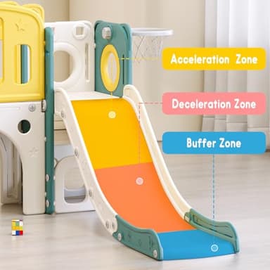 MOCUTEEN 8 in 1 Toddler Slide,Baby Playset for Indoor Outdoor Playground with Basketball Hoop,Storage and Telescope,Climbing Toys for Toddler Playground Playset - Image 9