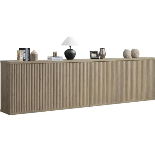 SICOTAS Buffet Cabinet with Storage Accent Sideboard Modern Credenza with Doors & Shelves Fluted Media Console Mid Century Coffee Bar Table for Living Room Kitchen Dining Room Hallway (4PCS) - Image 1