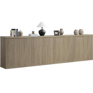 SICOTAS Buffet Cabinet with Storage Accent Sideboard Modern Credenza with Doors & Shelves Fluted Media Console Mid Century Coffee Bar Table for Living Room Kitchen Dining Room Hallway (4PCS) - Image 1