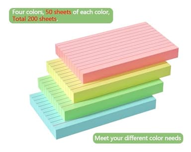 YIZUUN Colored Index Cards 3x5, 200 Pack, Ruled Index Cards, Flash Cards for Studying, Heavy Note Cards for Office, Home and School，Four Colors, Each Color Individually Wrapped, 50 Pack Per Package - Image 5
