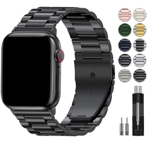 EPULY Metal Band Compatible with Apple Watch Bands for Men 49mm 46mm 45mm 44mm 42mm 41mm 40mm 38mm, Business Stainless Steel Strap for iWatch Bands Series 11 10 9 8 7 6 5 4 3 2 1, SE3 2 1, Ultra3 2 1 - Image 1