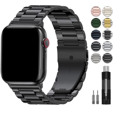 EPULY Metal Band Compatible with Apple Watch Bands for Men 49mm 46mm 45mm 44mm 42mm 41mm 40mm 38mm, Business Stainless Steel Strap for iWatch Bands Series 11 10 9 8 7 6 5 4 3 2 1, SE3 2 1, Ultra3 2 1 - Image 1