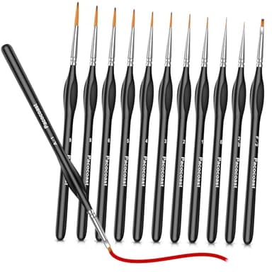 12PC Miniature Brushes, Pacocoast Detail Paint Brushes Set for Fine Detailing & Art Painting, Small Tiny Paint Brush Perfect for Acrylic, Paint by Number, Figurine, Craft, Models (Silver, Black) - Image 7