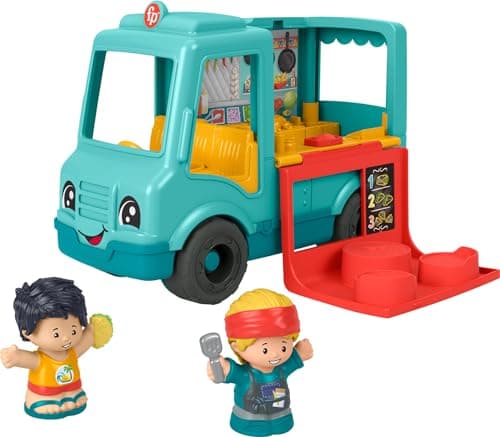 Fisher-Price Little People Musical Toddler Toy Serve It Up Food Truck Vehicle with 2 Figures for Pretend Play Kids Ages 1+ Years​ - Image 1