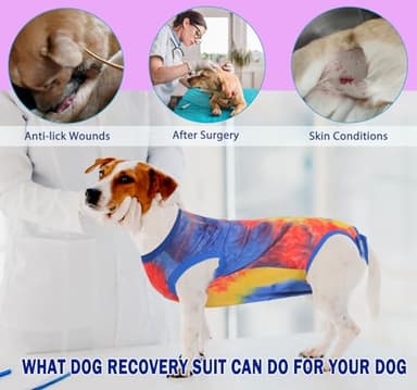 Uadonile Dog Surgery Recovery Suit for Male Female, Spay Neuter Cone Alternative Surgical Onesie, Tie-dye Blue, M - Image 4