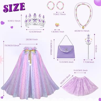 Meland Princess Dress up Clothes for Girl, 11Pcs Princess Cape with Kid Crown Toys,Dresses for Girl 3,4,5,6,7,8 Birthday Gift - Image 4