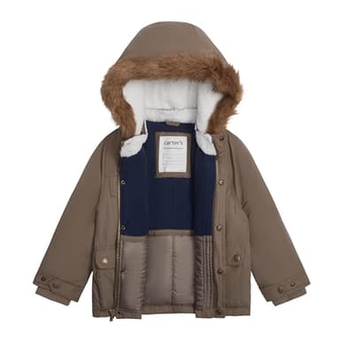 Carter's Baby Boy's Warm Winder Parka Hooded Jacket, Brown - Image 2