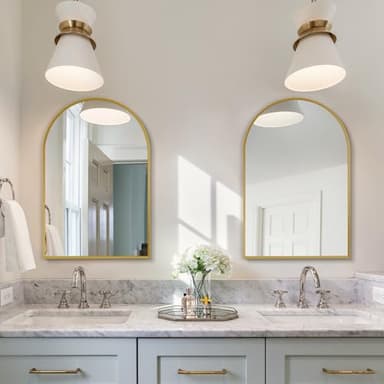 Minuover 20" x 30" Gold Arched Mirror, Arch Bathroom Vanity Wall Mirror, Modern Aluminum Alloy Metal Frame Arch Mirror for Bathroom, Living Room, Bedroom, Entryway - Image 6