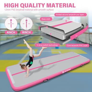 AKSPORT 8inch Air Mat Tumble Track Pro Inflatable Gymnastics Tumbling Mats for Home Use/Cheerleading/Yoga/Training with Pump - Image 2