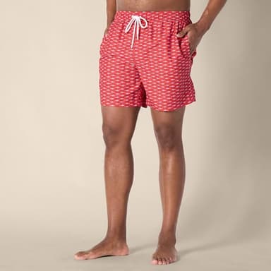 Amazon Essentials Men's 7" Swim Trunks with Mesh Lining, Pockets, Drawstring Closure, Lilac Red Crocodiles, X-Large - Image 6