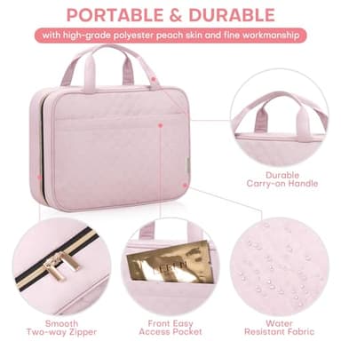 Travel Size Toiletry Bag for Women, Portable Cosmetic Bag with Hanging Hook, Travel Essentials Water-resistant Makeup Organizer for Accessories, Shampoo, Full-size Container, Toiletries - Image 3