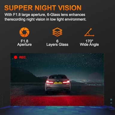Dash Cam,1080P Front Dashcams, Dash Camera for Cars, Car Camera Built-in WiFi, Night Vision, App Control, 24H Parking Monitor, Loop Recording, WDR, G-Sensor, 170°Wide Angle with Free 64G Card - Image 6