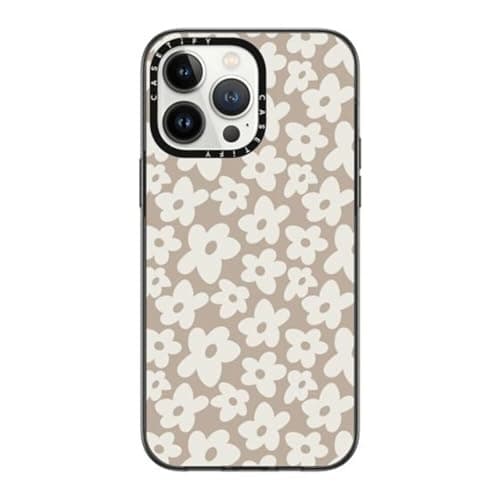 CASETiFY Compact iPhone 14 Pro Max Case [4 ft. 2X Military Grade Drop Protection/Slim/Lightweight] - Natural Flower - Clear Black - Image 1