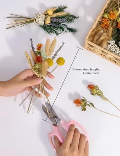 DIY Natural Dried Flower Set, Bulk Dried Flowers for Vase, Dried Flowers with Stems, Dried Roses, Mini Dried Flower Bouquets.(Brown) - Image 3